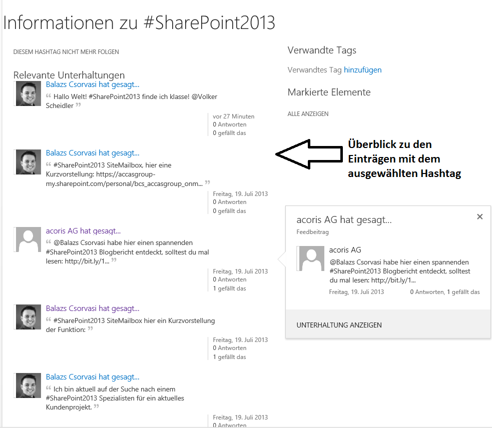 Infos zu Hashtag SP2013