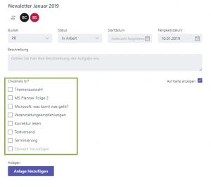 Microsoft Planner_ Aufgabe mit Checkliste