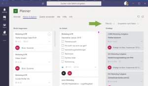 Microsoft Planner_ Gesamtübersicht_Filter und Gruppieren