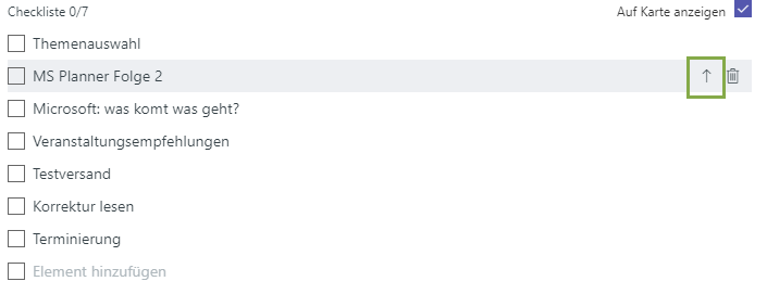 Microsoft Planner_Checkliste höher stufen