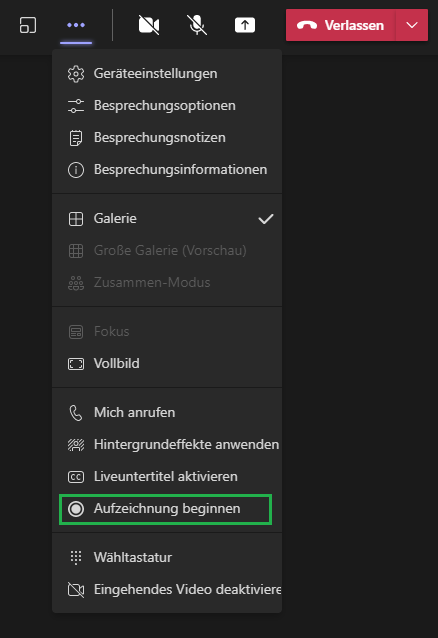 Screenshot Aufzeichnung Meeting