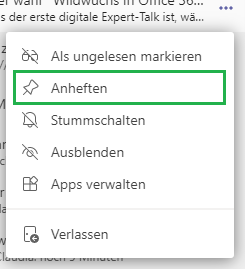 Screenshot Team anheften