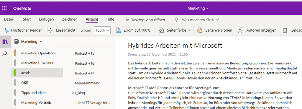 Plastischer Reader in OneNote