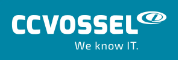 portfolio_logo_ccvossel a blue background with white text