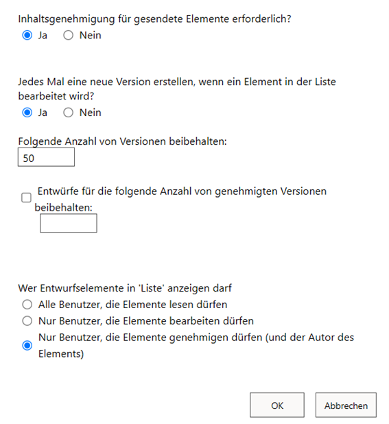 acoris_beitragsbild_sharepoint private entwürfe listen genehmigung Private Entwürfe für SharePoint Listen verwalten